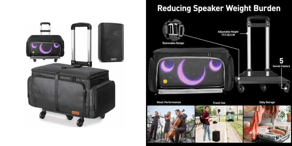 Ikarao Break X1 Speaker Waterproof Black Travel Trolley Bag.webp